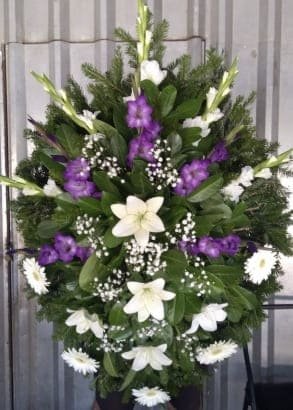 L-V72 Venac — ljubičasti gladioli i beli ljiljani